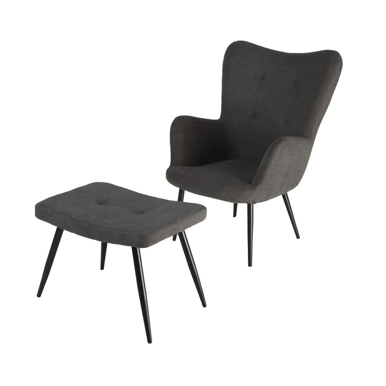 Bethany Armchair Set + Footrest - Dark Grey