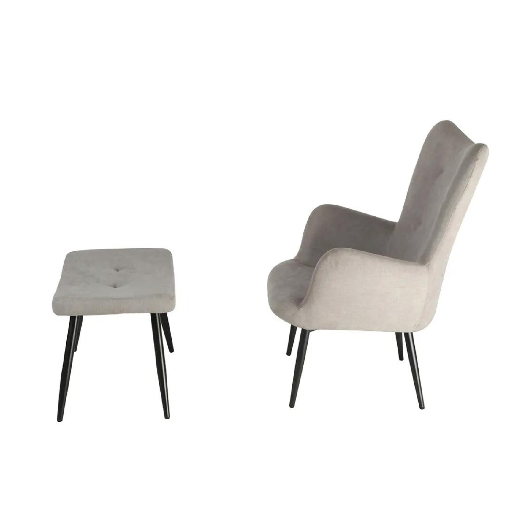 Bethany Armchair Set + Footrest - Light Grey