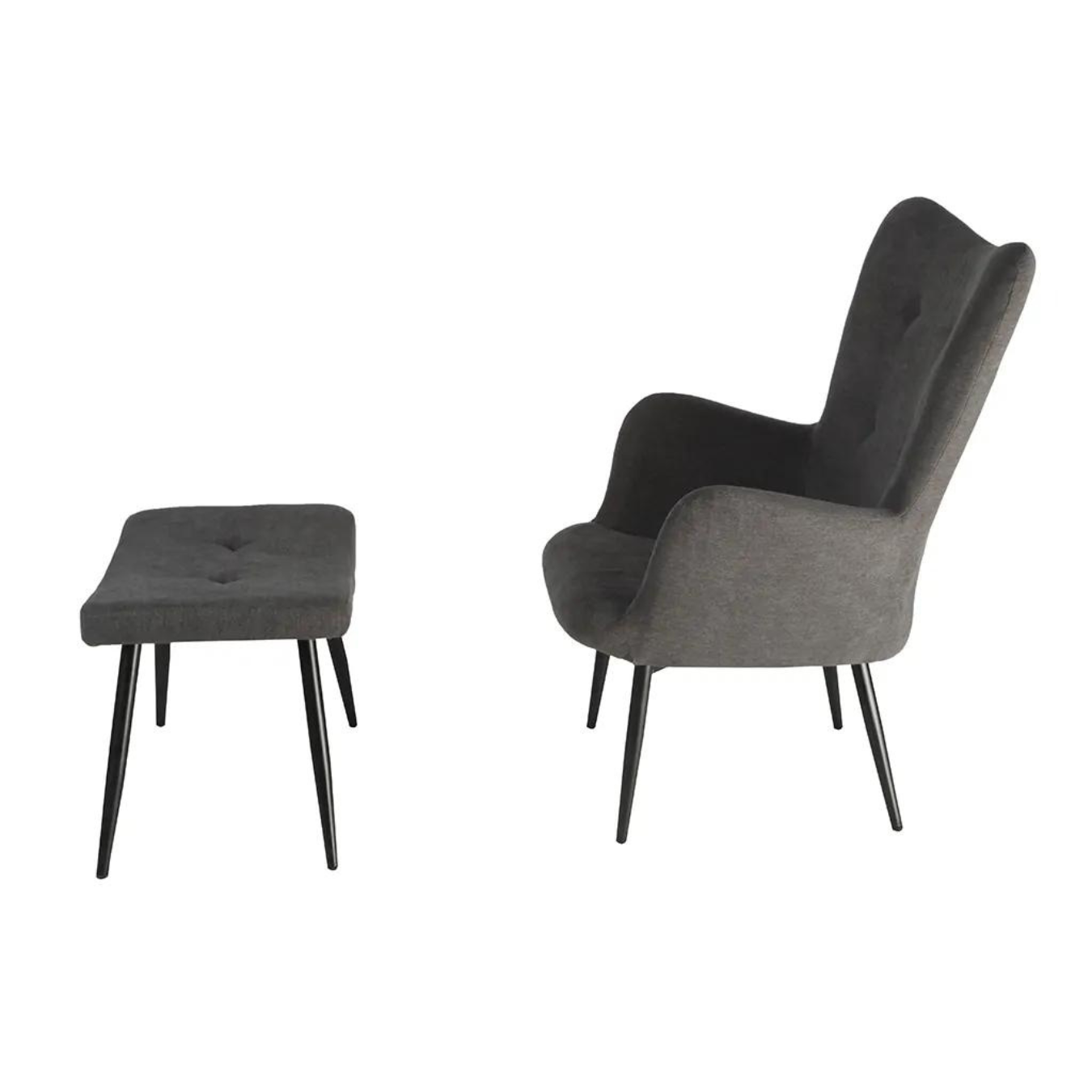 Bethany Armchair Set + Footrest - Dark Grey
