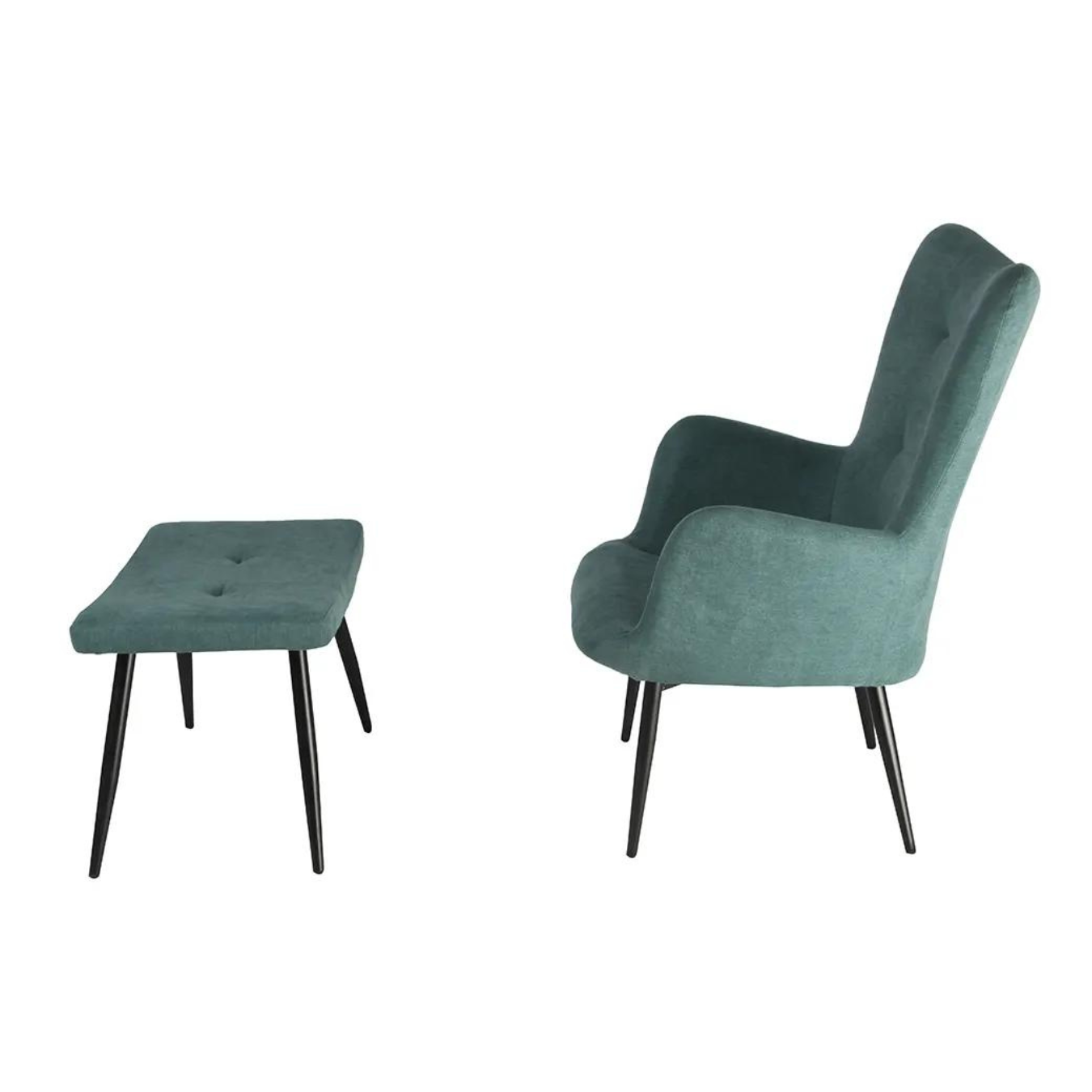 Bethany Armchair Set + Footrest - Blue/Green