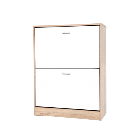 Shoe Cabinet 2 Tiers - Natural/White