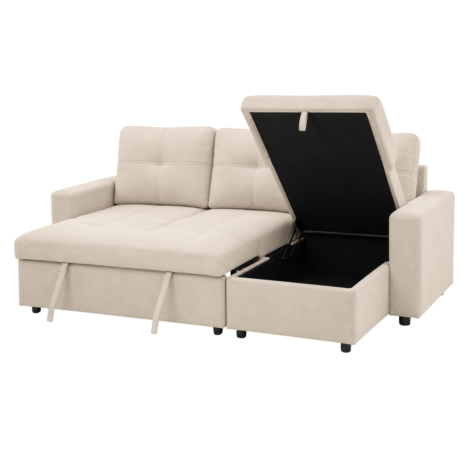 Marilia Corner Sofa with Pull-Out Bed - Beige