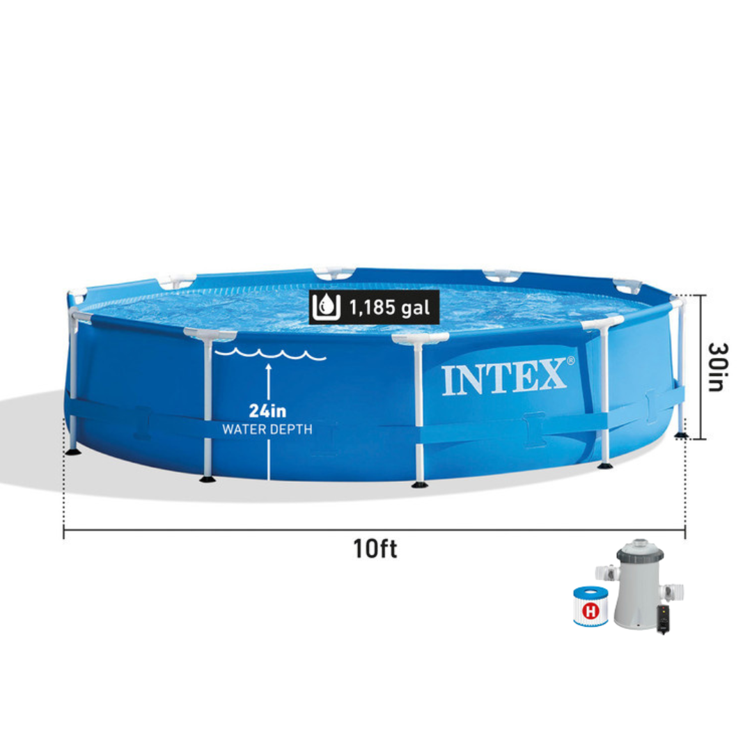 Intex - Metal Frame Pool (10FT X 30IN) w/ Filter Pump