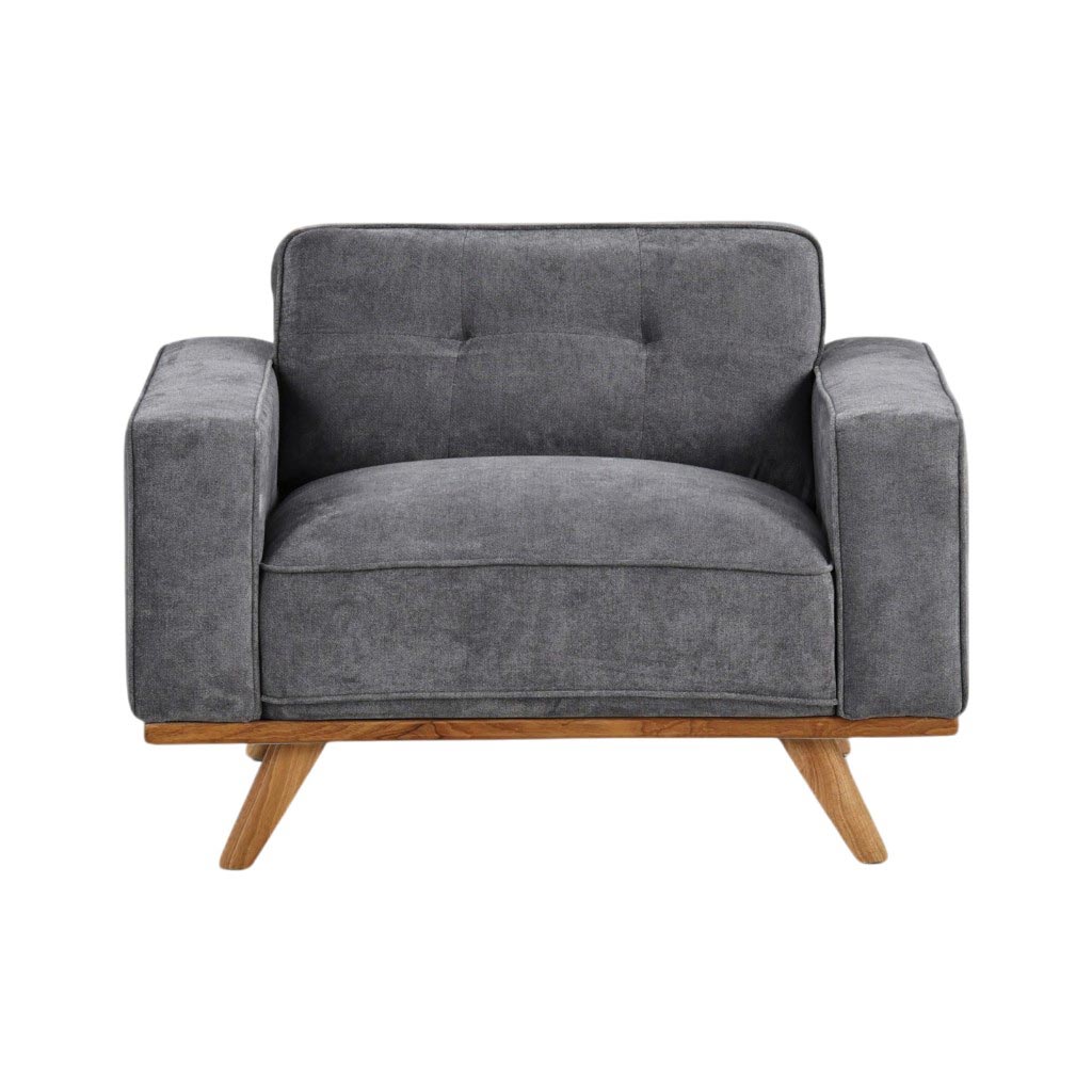 Nile Single Sofa - Gray/Natural Legs