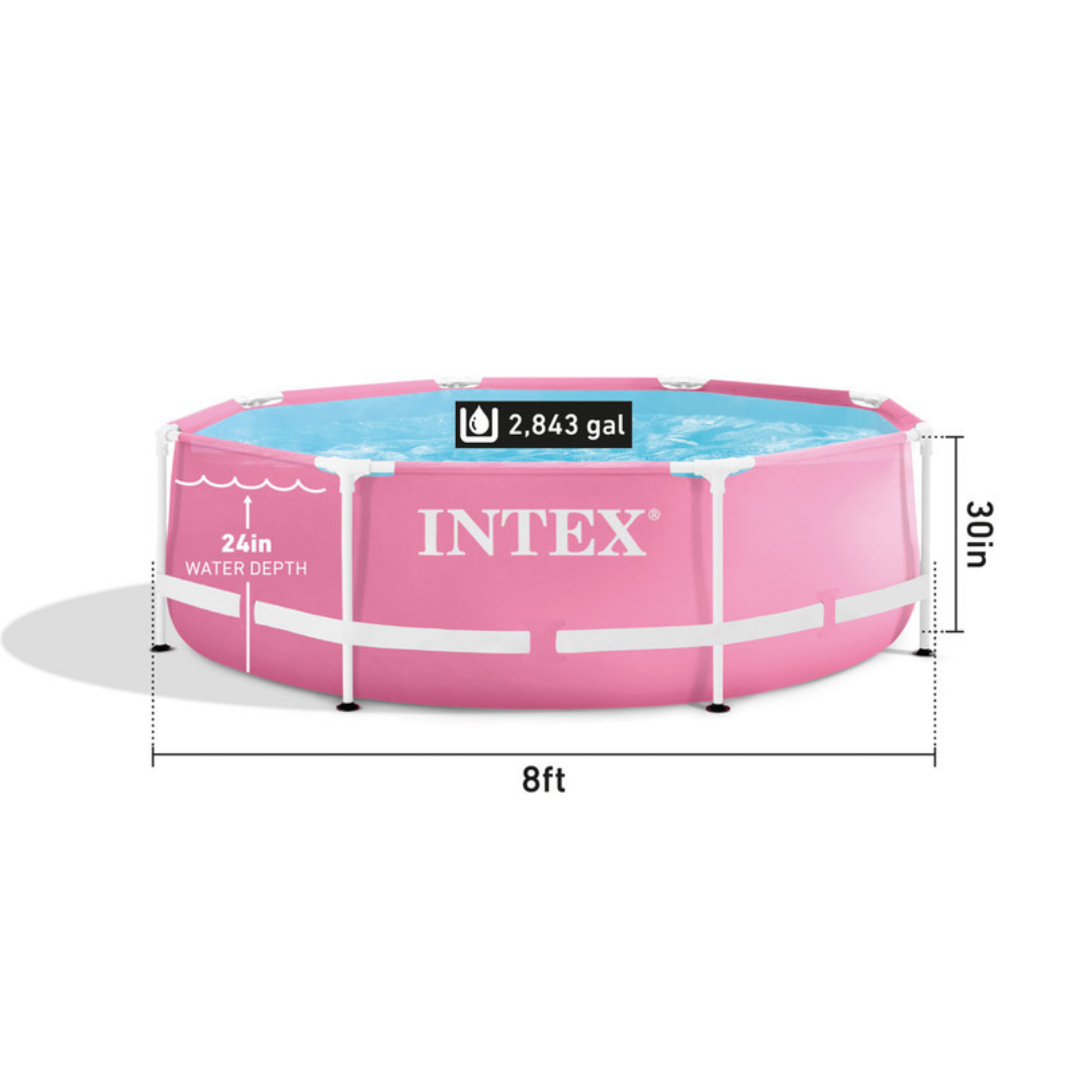 Intex - Pink Metal Frame Pool (8FT X 30IN)