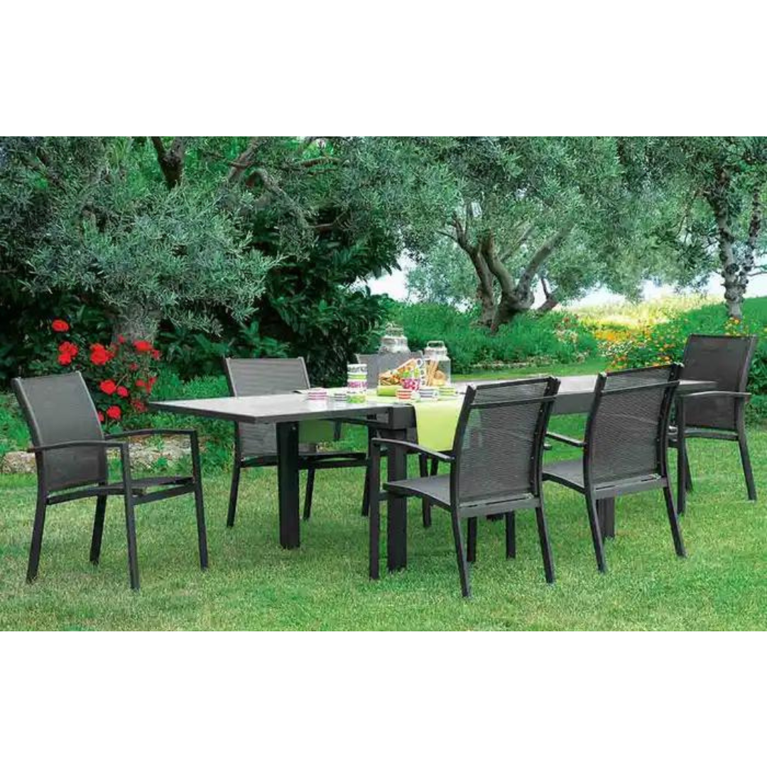 Ghita Extendable Patio Set - Black (7 pcs.)
