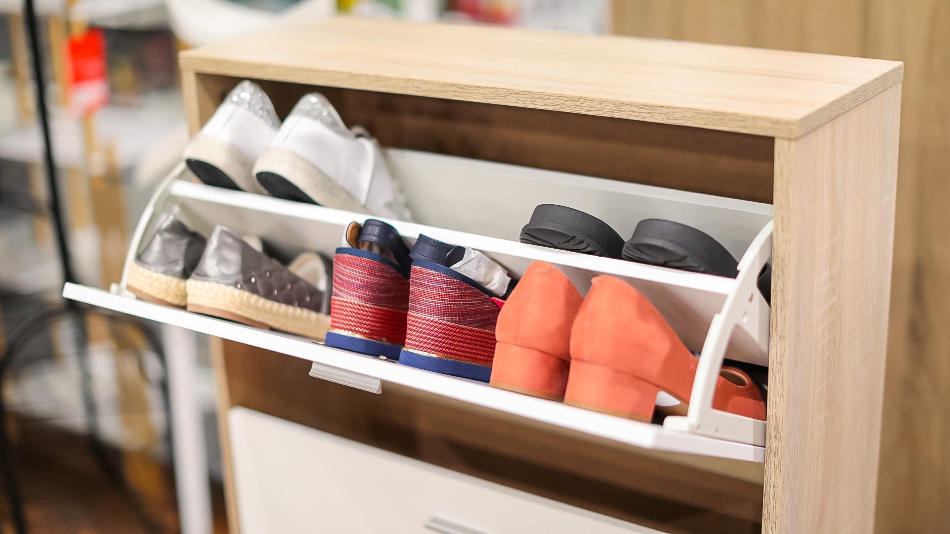Shoe Cabinet 3 Tiers - Oak