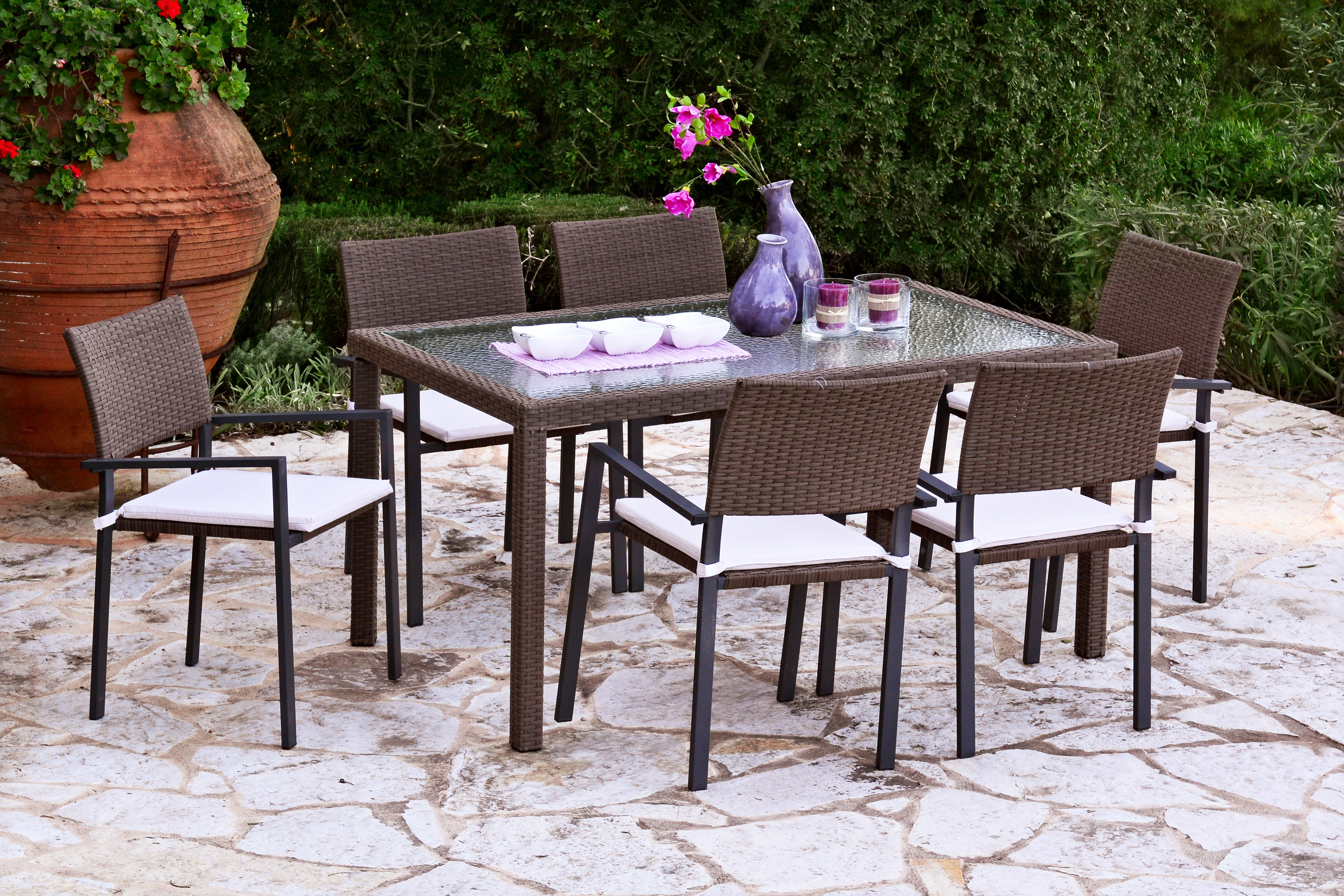 JUEGO COMEDOR RATTAN 7 Pcs.
