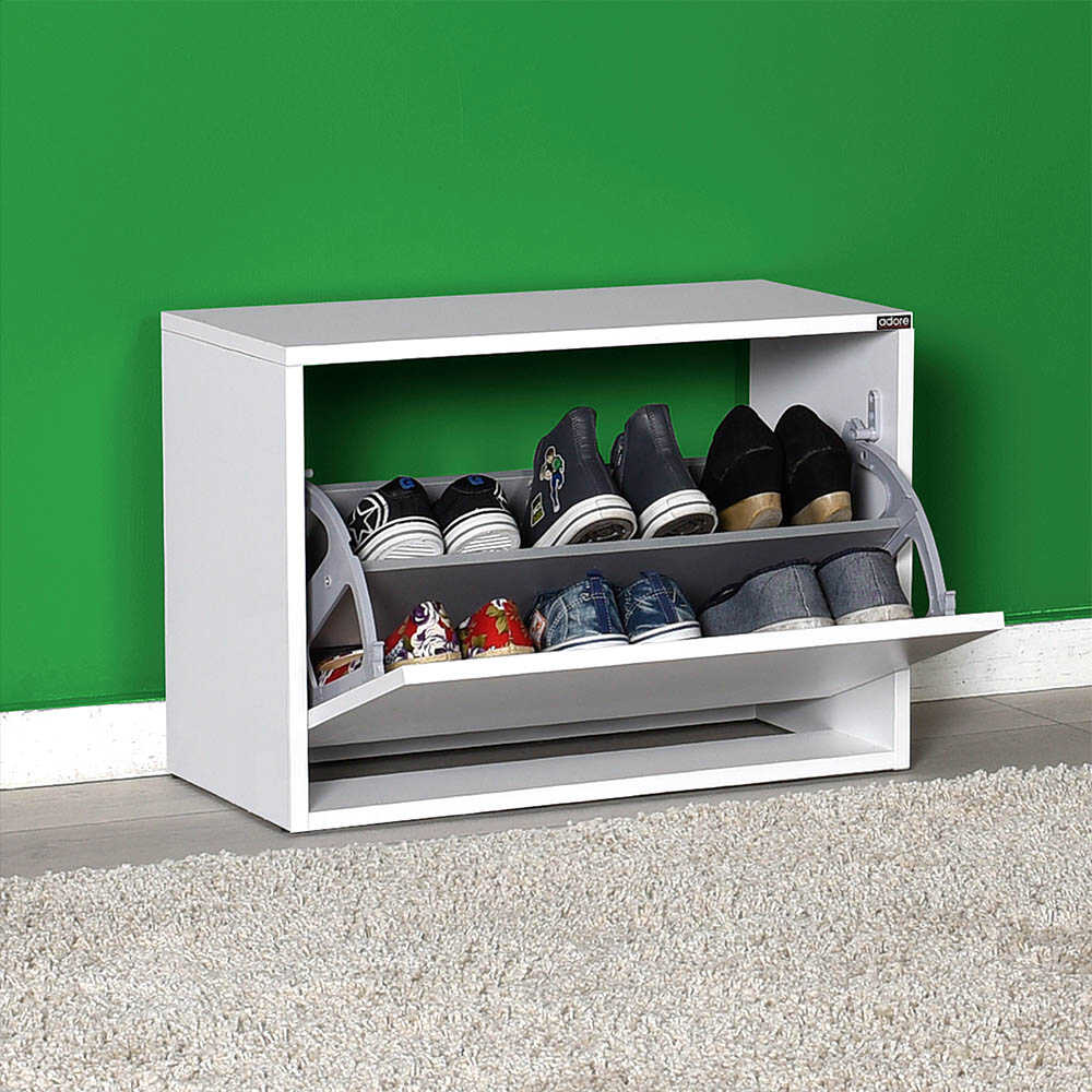 Shoe Cabinet W/Seat & Shoe Storage - White