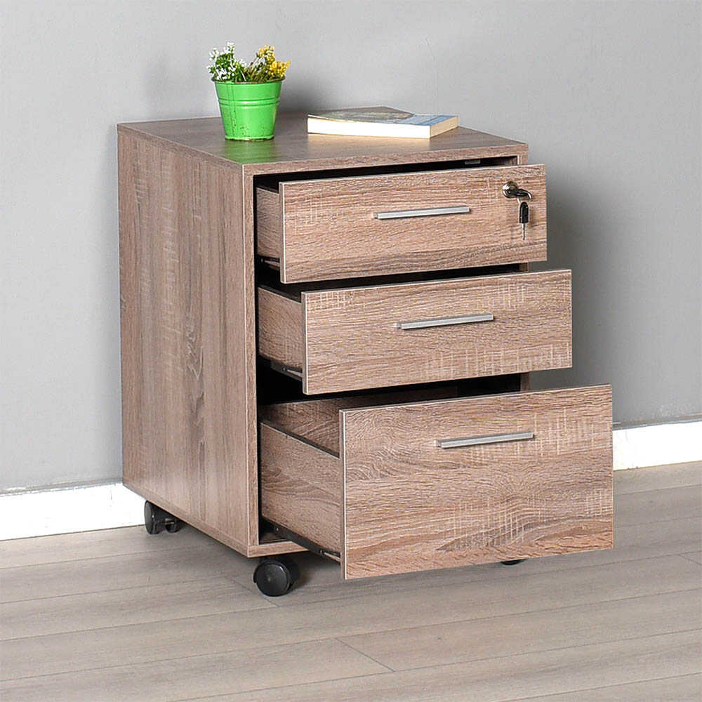New York Mobile Chest W/Three Drawers - Brown