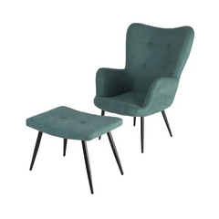 Bethany Armchair Set + Footrest - Blue/Green
