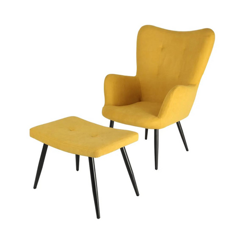 Bethany Armchair Set + Footrest - Mustard