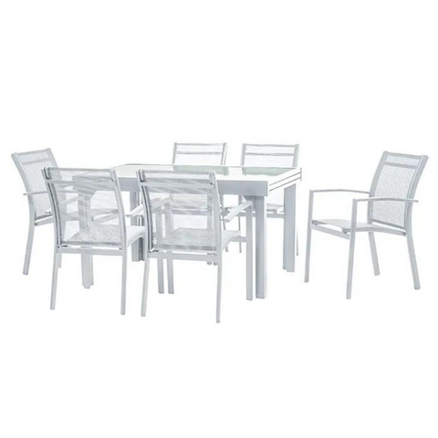 Ghita Extendable Patio Set - White (7 pcs.)