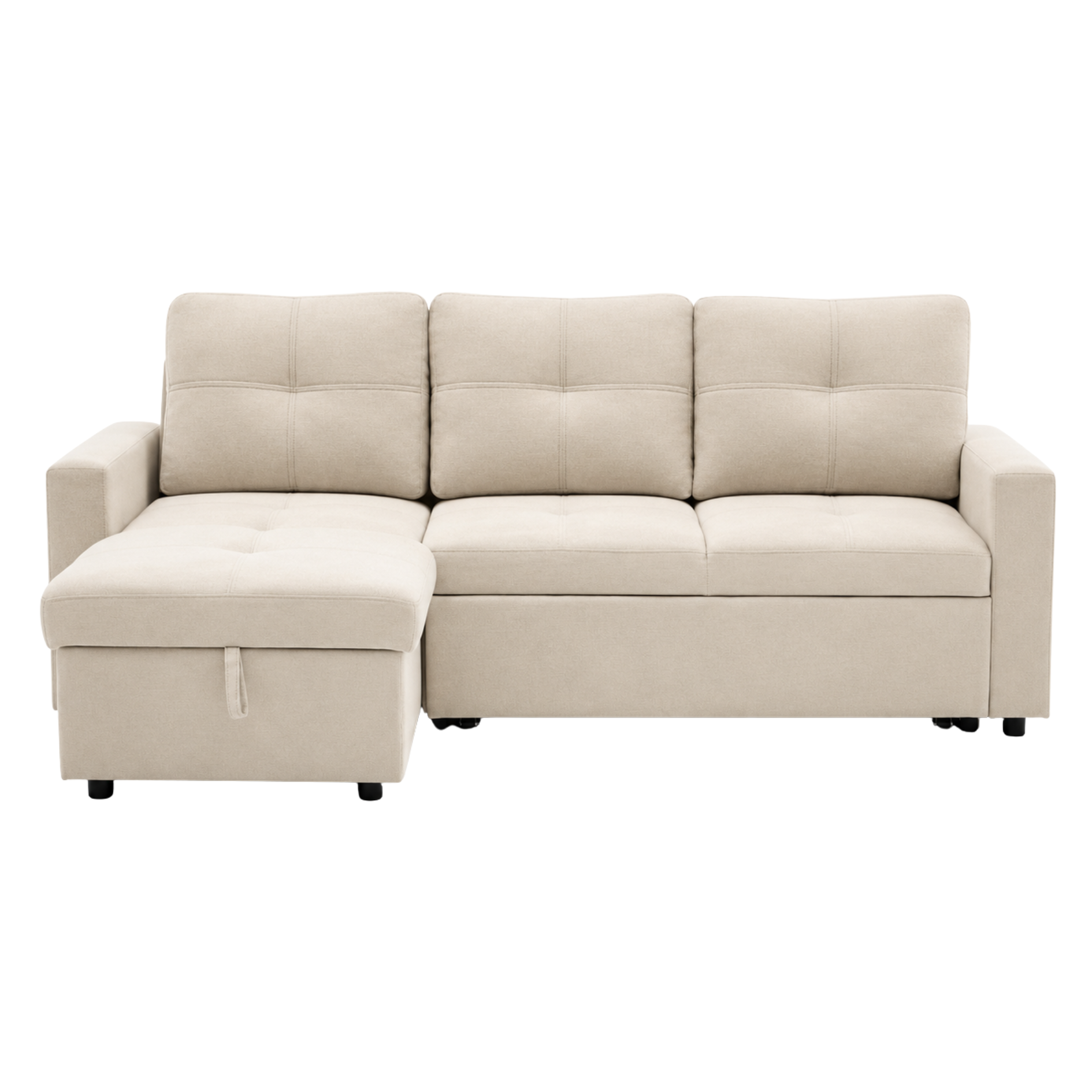 Marilia Corner Sofa with Pull-Out Bed - Beige