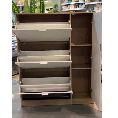Shoe Cabinet 3 Tiers - White