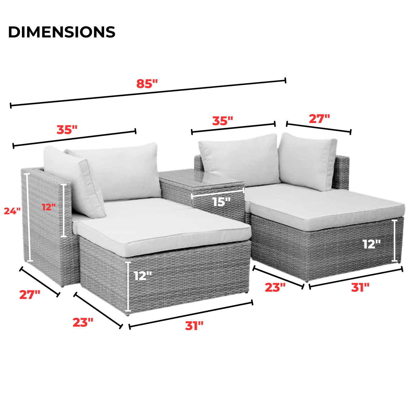 Drammen Mini Sofa Patio Set 5 pcs