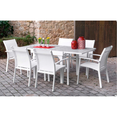 Ghita Extendable Patio Set - White (7 pcs.)