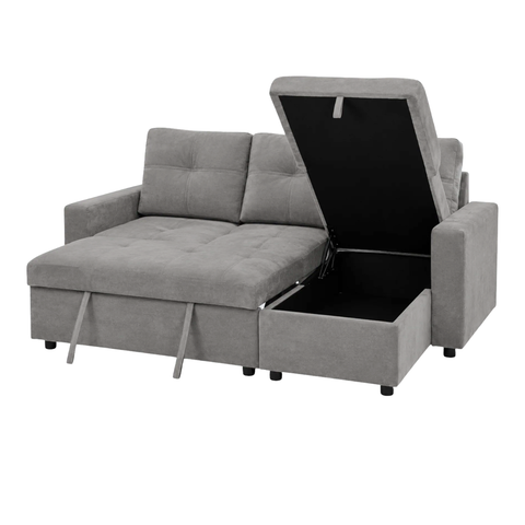 Marilia Corner Sofa with Pull-Out Bed - Gray