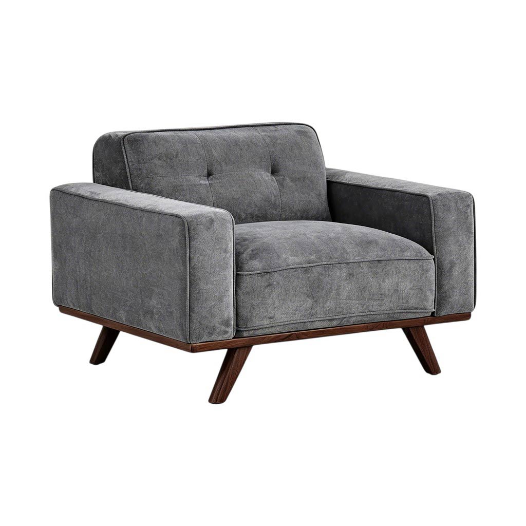 Nile Single Sofa - Gray/Walnut Legs