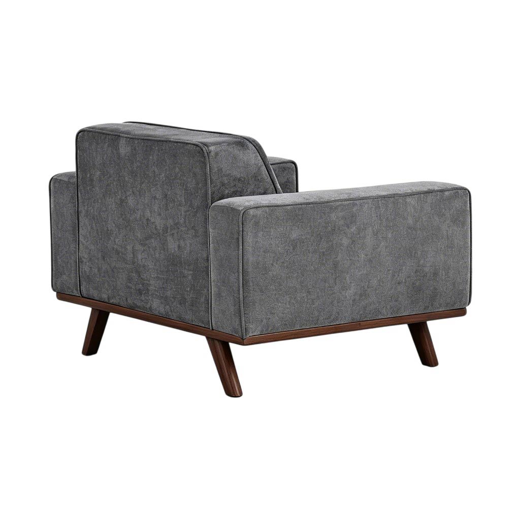 Nile Single Sofa - Gray/Walnut Legs