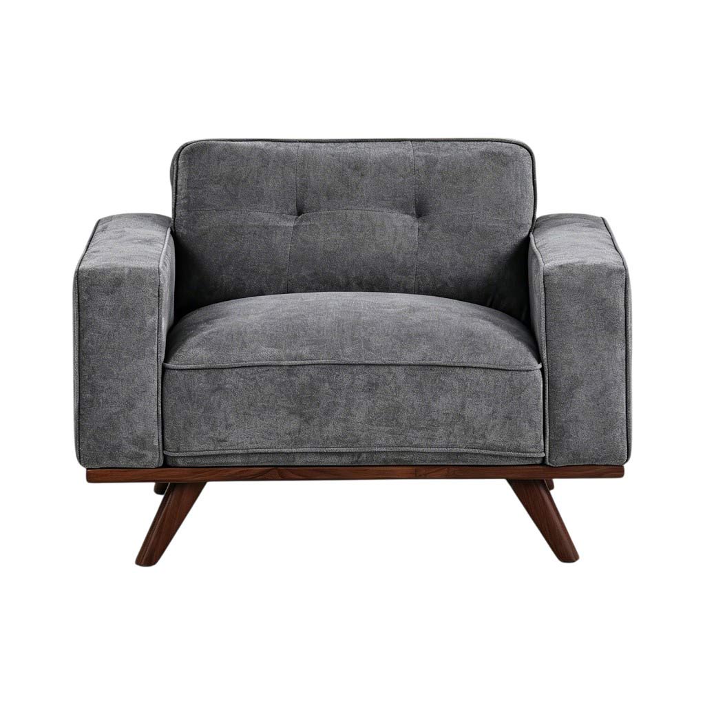 Nile Single Sofa - Gray/Walnut Legs