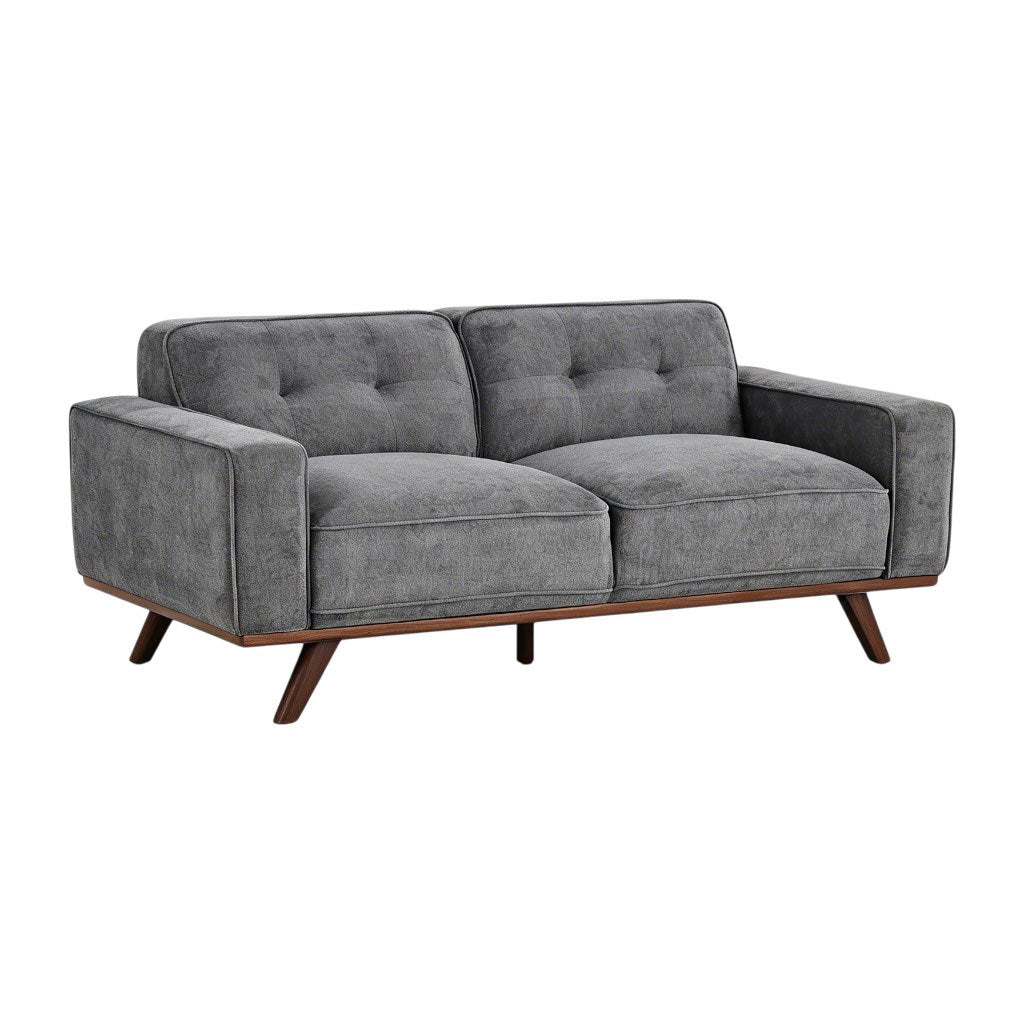 Nile 2-Seater Sofa - Gray/Walnut Legs