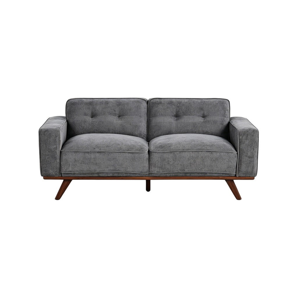 Nile 2-Seater Sofa - Gray/Walnut Legs