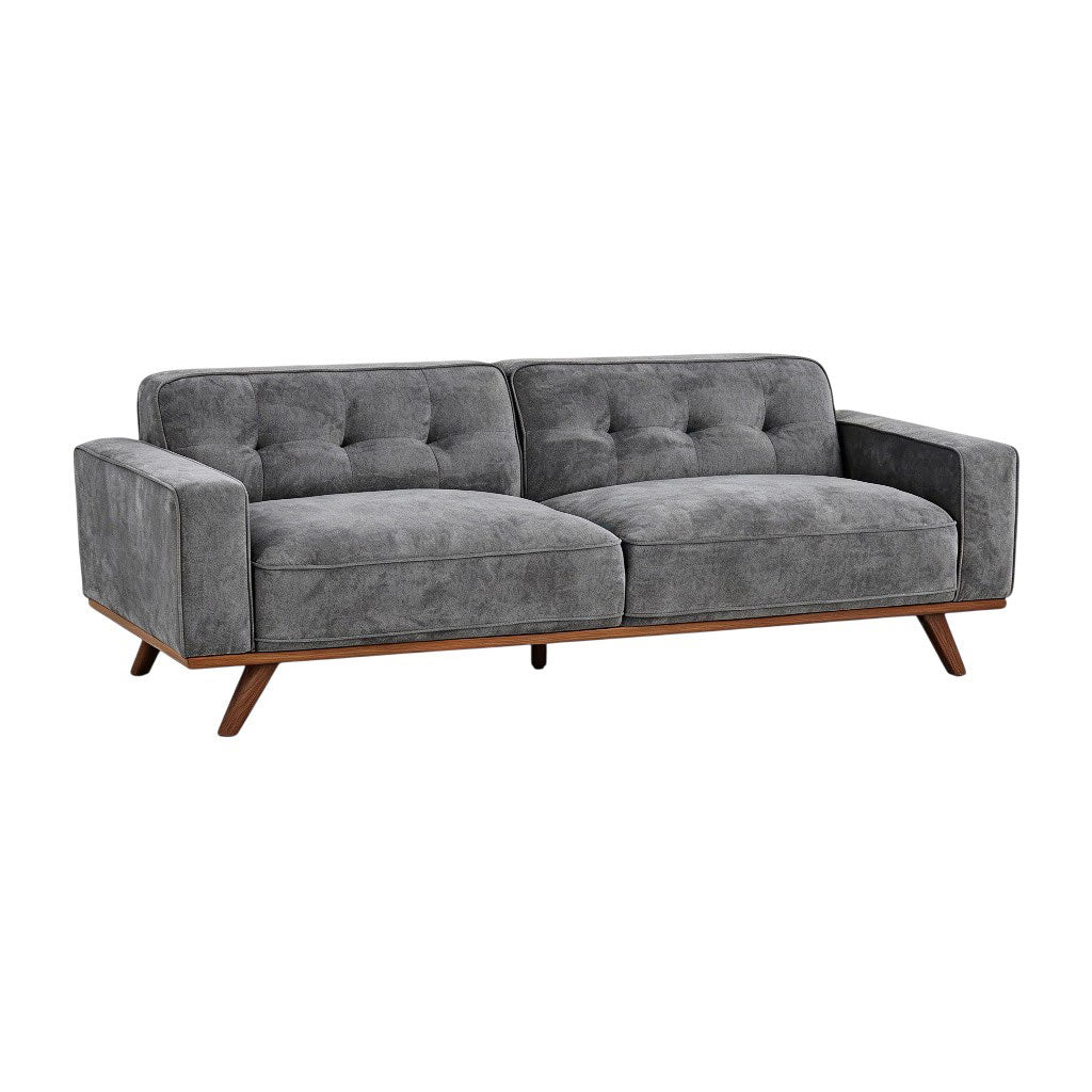 Nile 3-Seater Sofa - Gray/Walnut Legs