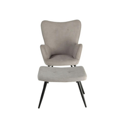 Bethany Armchair Set + Footrest - Light Grey