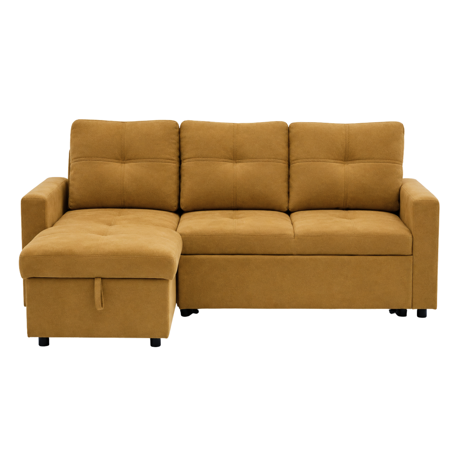 Marilia Corner Sofa with Pull-Out Bed - Mustard