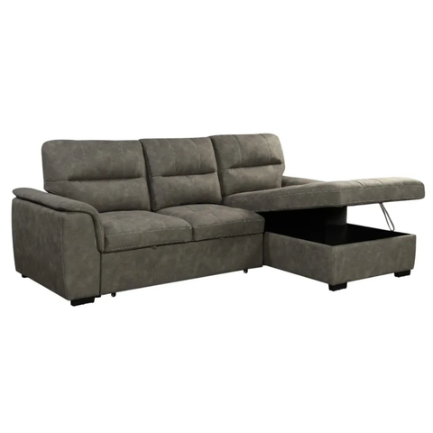 Tito Corner Sofa with Pull-Out Bed and Storage Chaise - Taupe