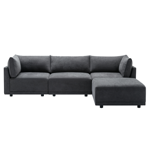 Sunshine Sectional Sofa Corner with Ottoman - Dark Grey