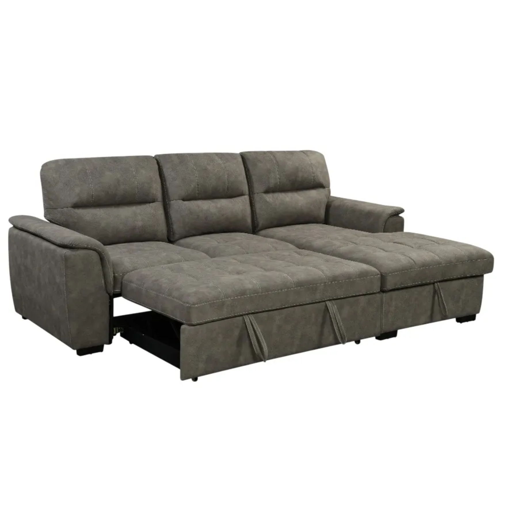 Tito Corner Sofa with Pull-Out Bed and Storage Chaise - Taupe