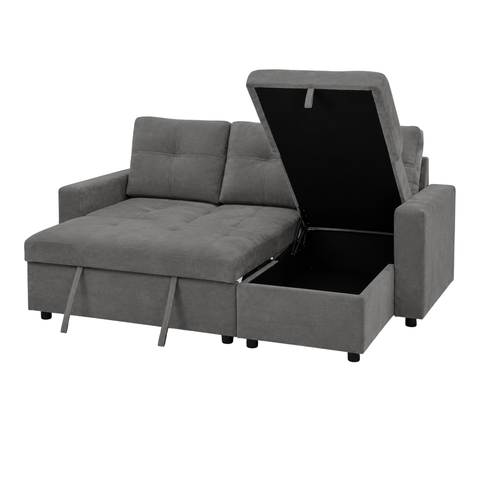 Marilia Corner Sofa with Pull-Out Bed - Gray