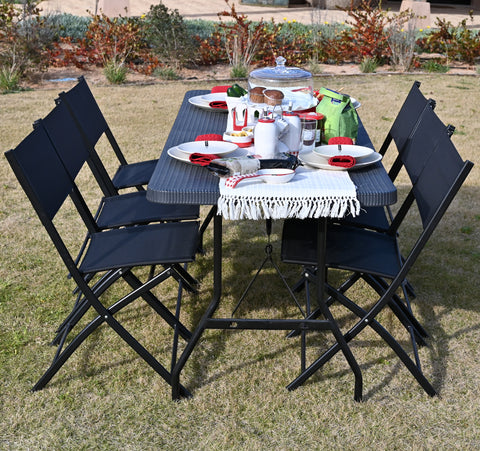 Domo Folding Rectangular Table - Black