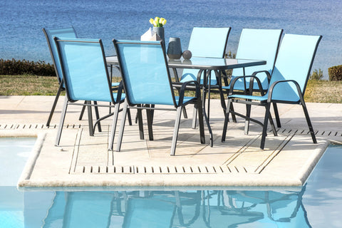 SANTIAGO 7PCS. PATIO SET (AQUA)