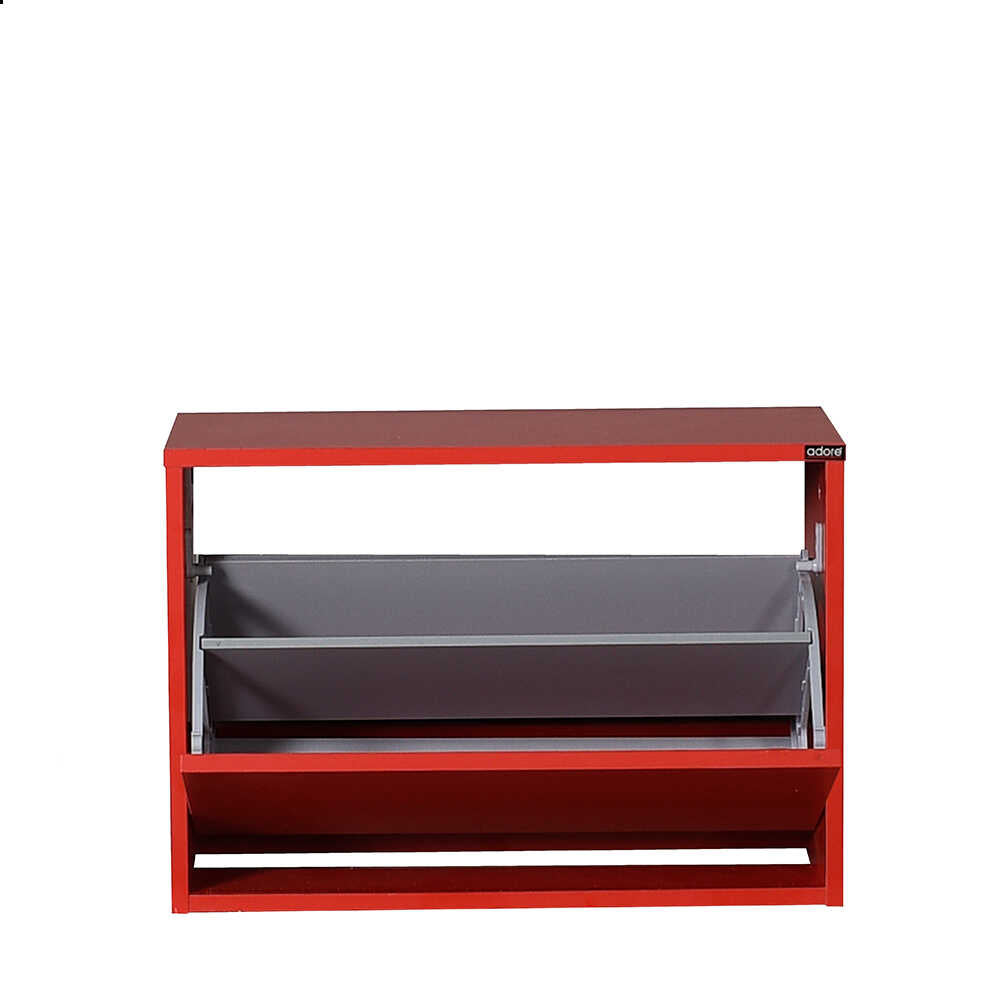 Shoe Cabinet W/Seat & Shoe Storage - Red