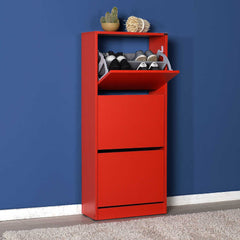 Shoe Cabinet W/Three Section - Red