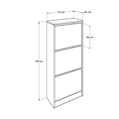 Shoe Cabinet W/Three Section - Red