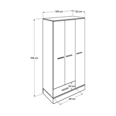 Dynamic Wardrobe W/Three Doors - Natural
