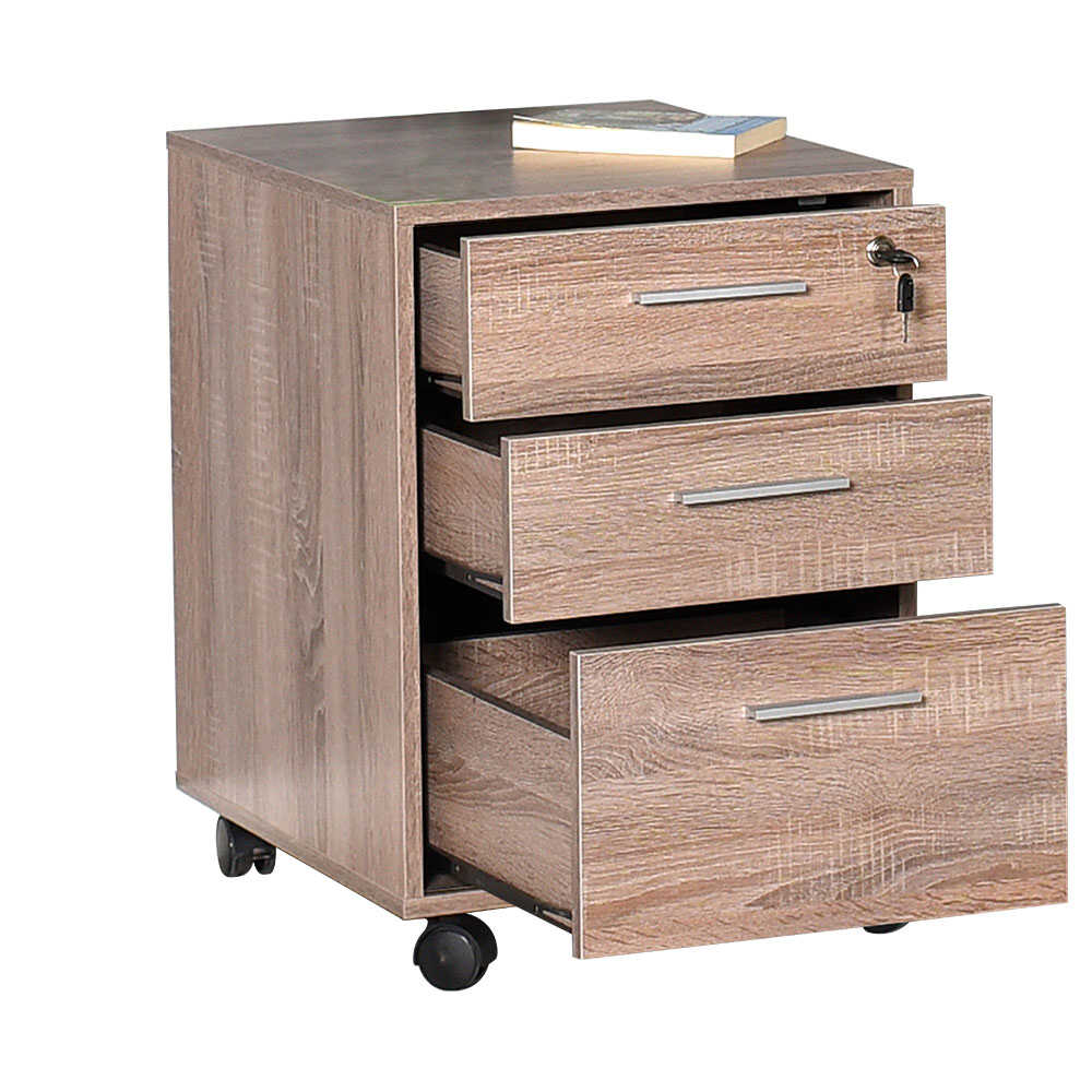 New York Mobile Chest W/Three Drawers - Brown