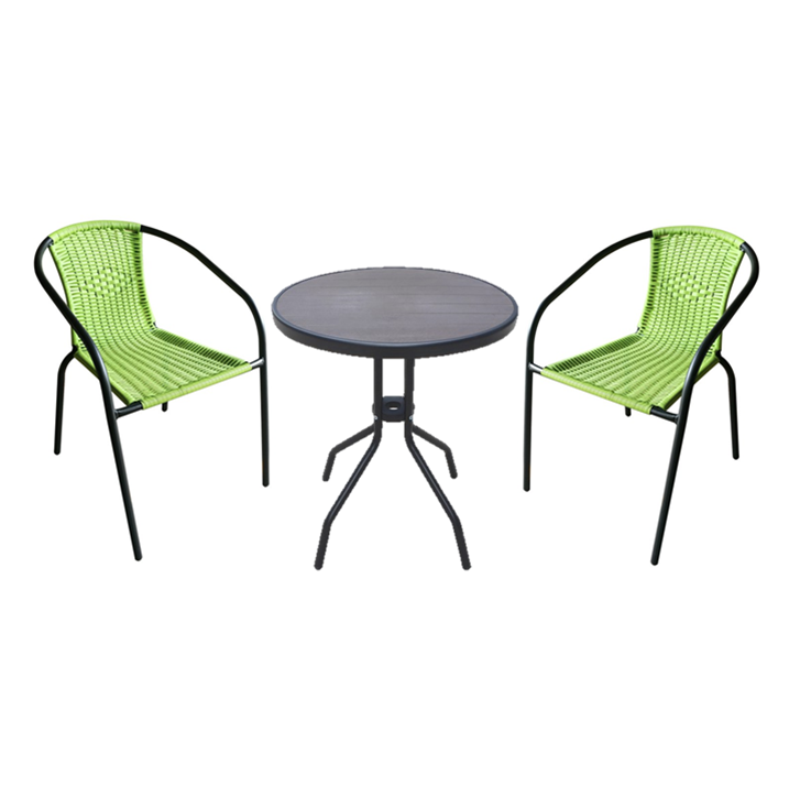 Melón Patio Set - 3 pcs. (Green Table & Chairs)