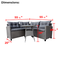 Gordon Corner Sofa Set W/Round Table