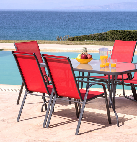 Santiago 7pcs Patio Set (Red)