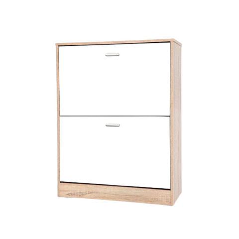 Shoe Cabinet 2 Tiers - Natural/White