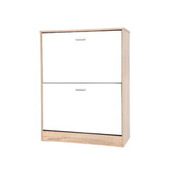 Shoe Cabinet 2 Tiers - Natural/White