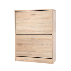 Shoe Cabinet 2 Tiers - Oak